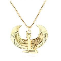 Egyptian Isis Wings Pendant Necklace Gold