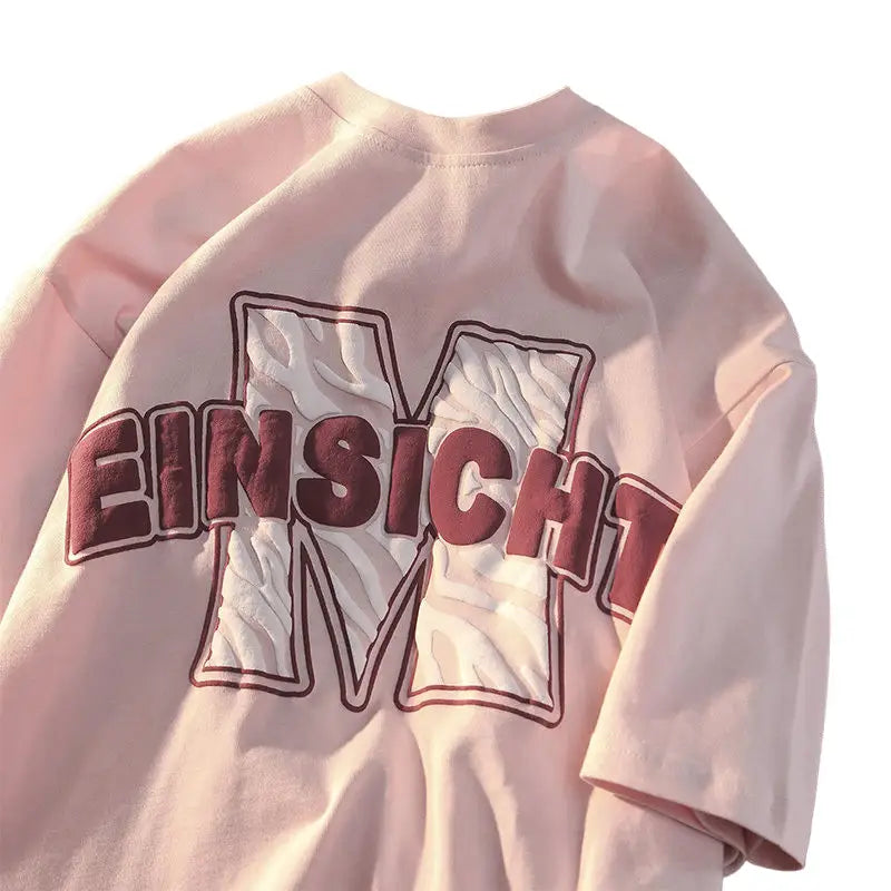 Einsicht Printed Loose T-Shirt - Pink / S