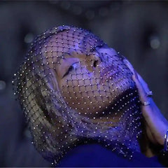Elastic Balaclava Shiny Fishnet Rhinestone Turban