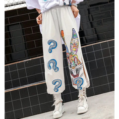 Elastic Waist Pants with Beautiful Decorative Chains White