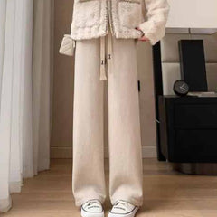 Elastic Waist Straight Long Wide Leg Sweatpants