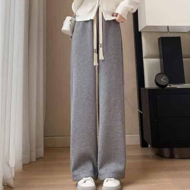 Elastic Waist Straight Long Wide Leg Sweatpants