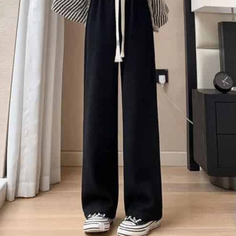 Elastic Waist Straight Long Wide Leg Sweatpants