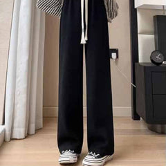 Elastic Waist Straight Long Wide Leg Sweatpants