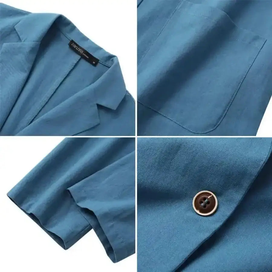 Elegant Cotton Long Sleeve Single Button Solid Tunic Blazer
