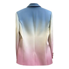 Elegant long-sleeved multicolored Blazer with Moon embroidery