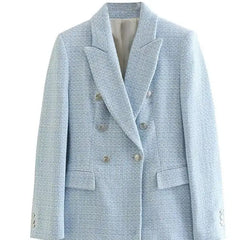 Elegant Textured Lapel Flip Pocket Long Sleeve Blazer