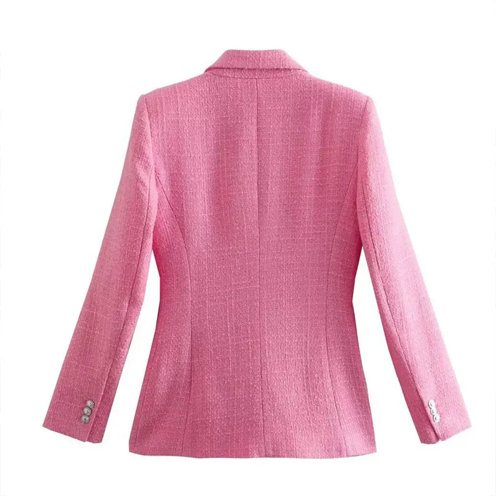 Elegant Textured Lapel Flip Pocket Long Sleeve Blazer