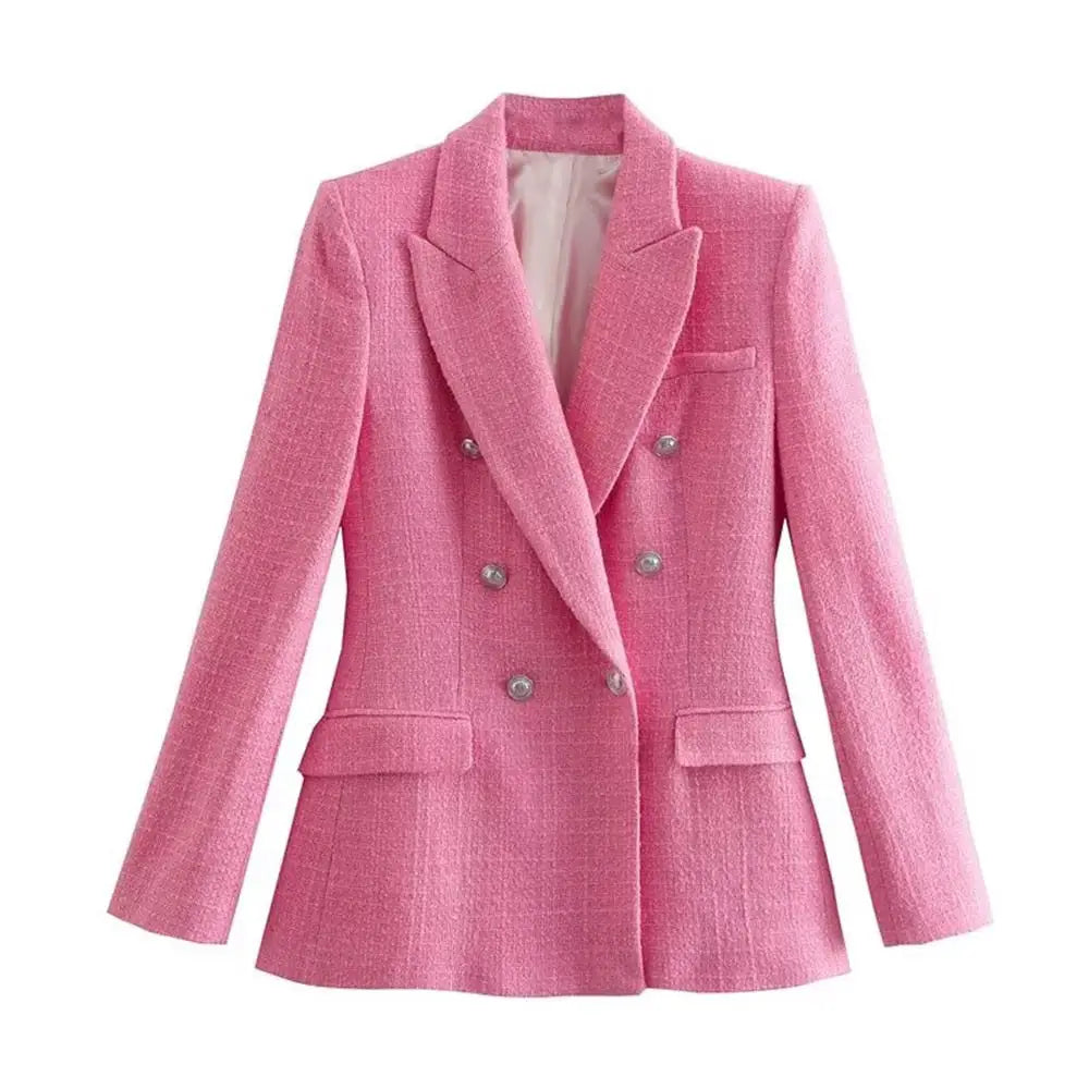 Elegant Textured Lapel Flip Pocket Long Sleeve Blazer