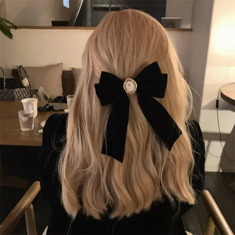 Elegant Velvet Bow Hair Pins - Accesories