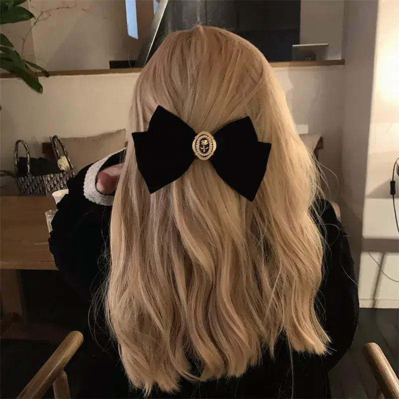 Elegant Velvet Bow Hair Pins - Accesories
