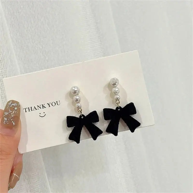 Elegant Velvet Bow-Knot Geometric Earrings - Accesories