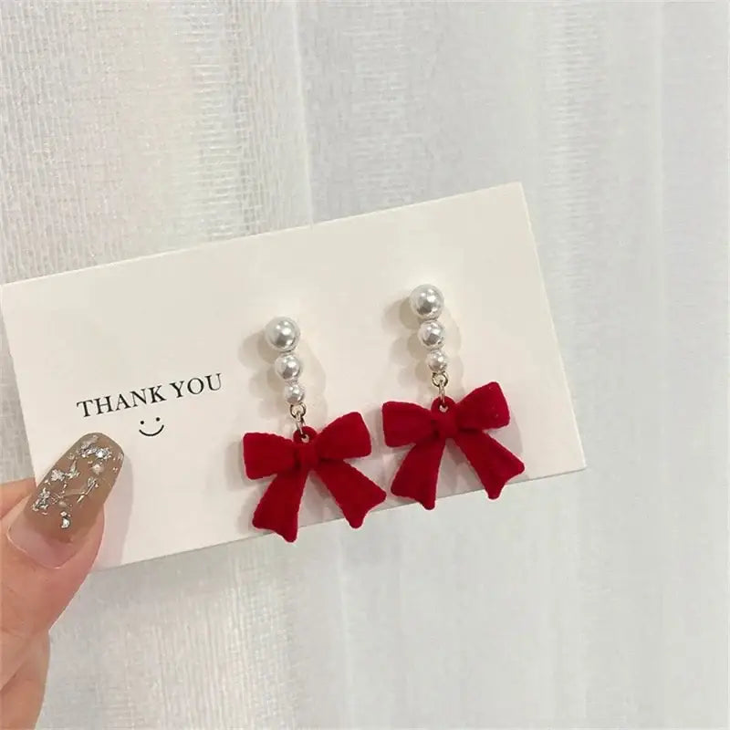 Elegant Velvet Bow-Knot Geometric Earrings