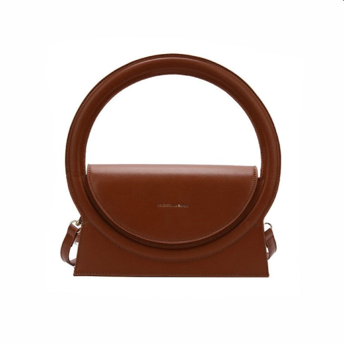 Elegant with Round Handles Hand-bag - Brown / (20cm<Max