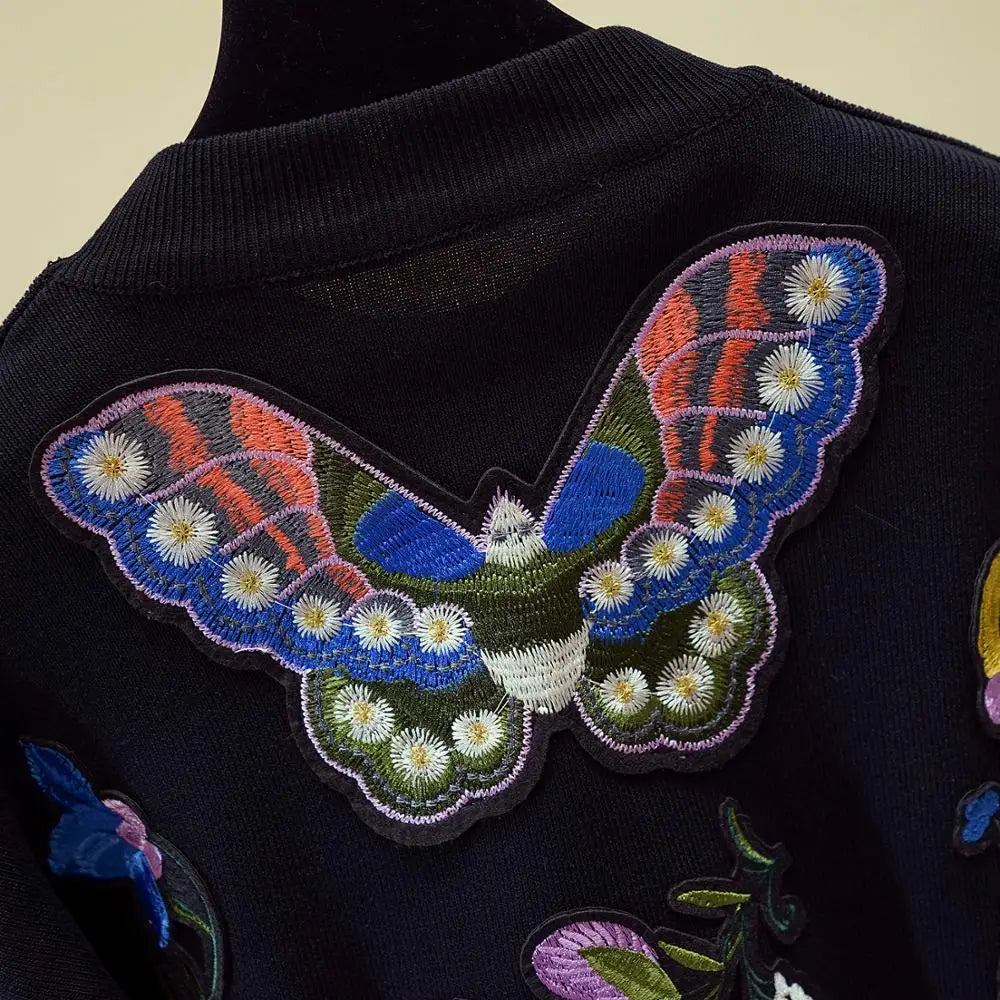 Embroidered Butterfly Floral Sweatshirt And Pants