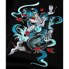 Embroidered Dragon T Shirt Chinese Style Loose Fit