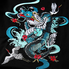 Embroidered Dragon T Shirt Chinese Style Loose Fit