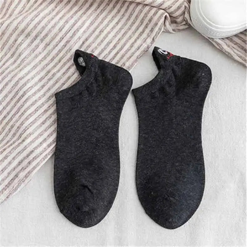 Embroidered Expression Candy Socks - Black