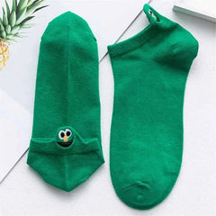 Embroidered Expression Candy Socks for Everyday Wear Green.