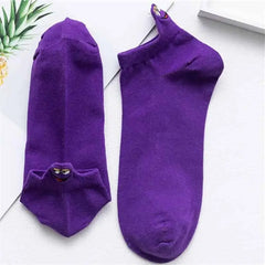 Embroidered Expression Candy Socks for Everyday Wear Purple