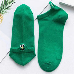 Embroidered Expression Candy Socks - Green.