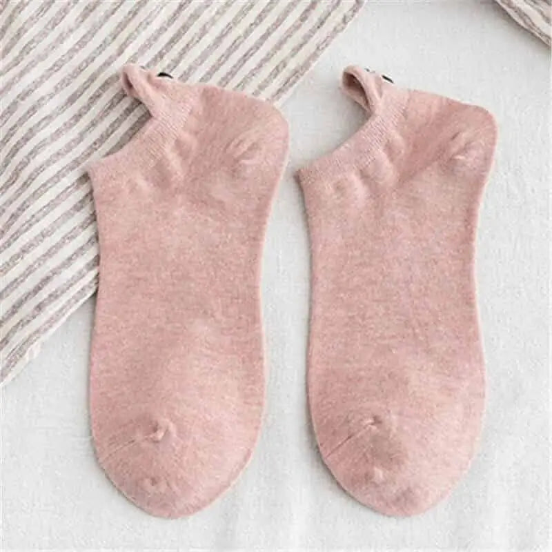 Embroidered Expression Candy Socks - Pink