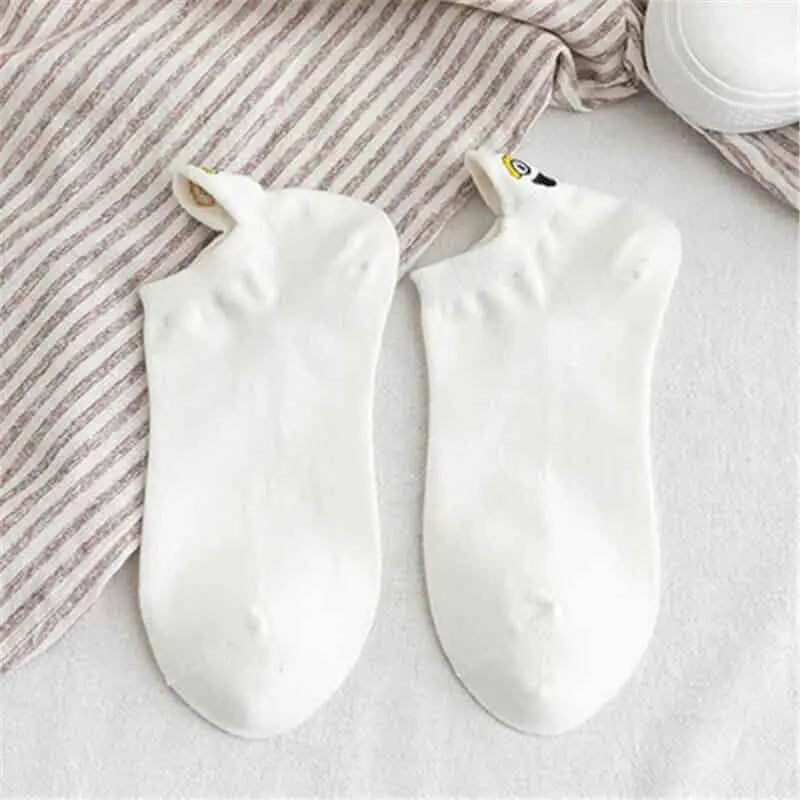 Embroidered Expression Candy Socks - White