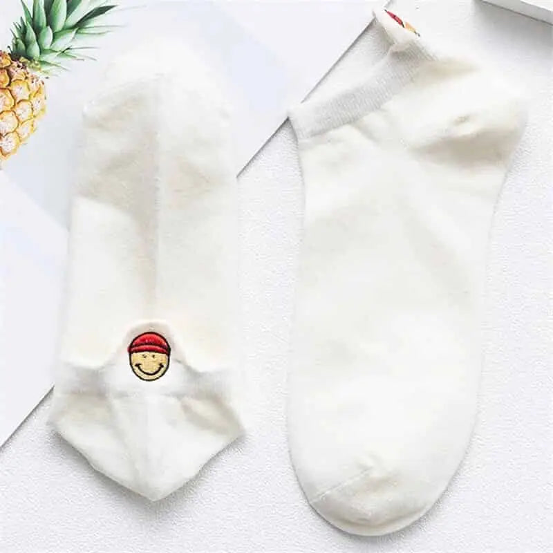 Embroidered Expression Candy Socks - White.