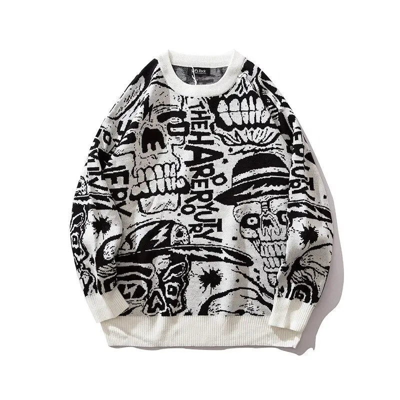 Embroidered HipHop Couple Knitted Sweater