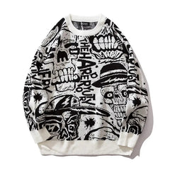 Embroidered HipHop Couple Knitted Sweater