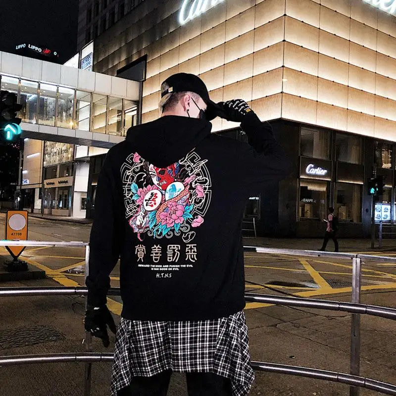 Embroidered Japanese Hoodie Best Street Style Black / S