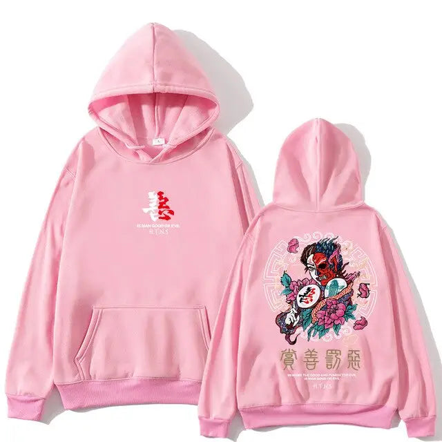 Embroidered Japanese Hoodie Best Street Style Pink / S