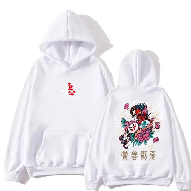 Embroidered Japanese Hoodie Best Street Style White / S