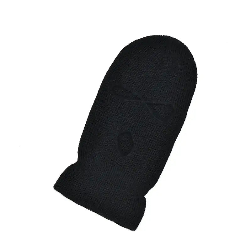 Embroidered knit Balaclava - Black / One Size