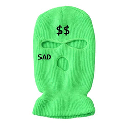 Embroidered knit Balaclava - Embroidery-Green / One Size