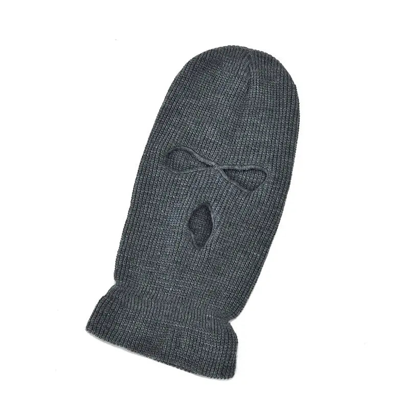 Embroidered knit Balaclava - Gray / One Size