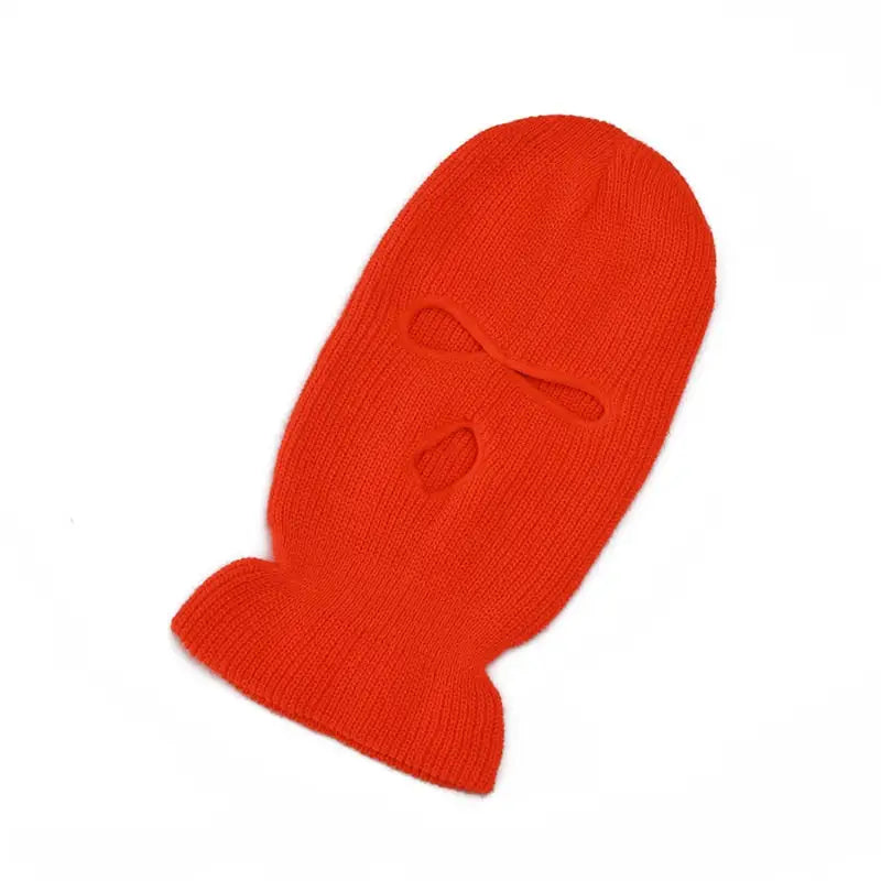 Embroidered knit Balaclava - Orange / One Size