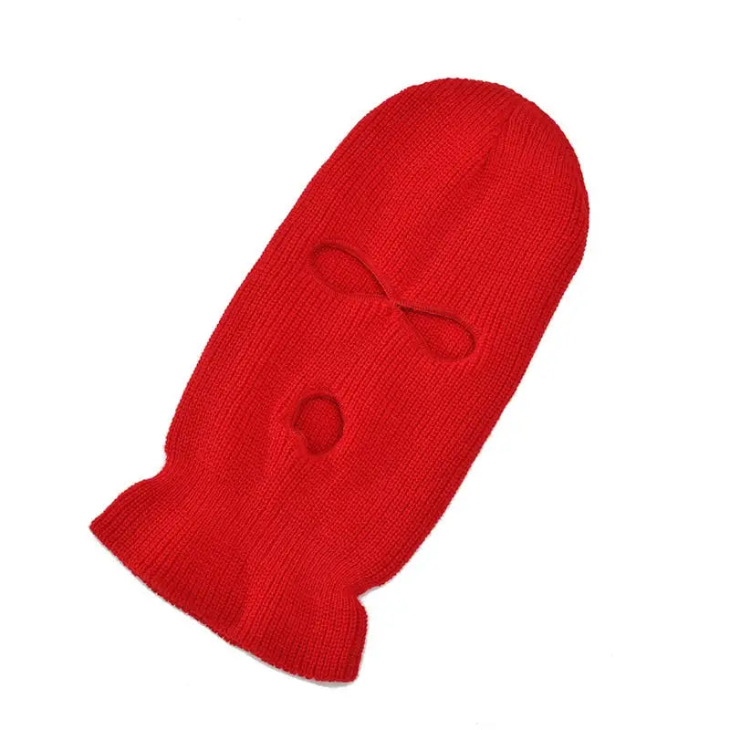Embroidered knit Balaclava - Red / One Size