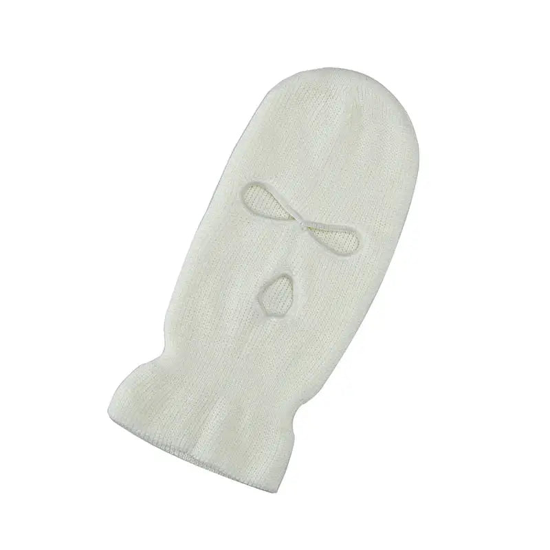 Embroidered knit Balaclava - White / One Size