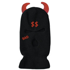 Embroidered Point Horns Balaclava