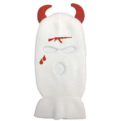 Embroidered Point Horns Balaclava