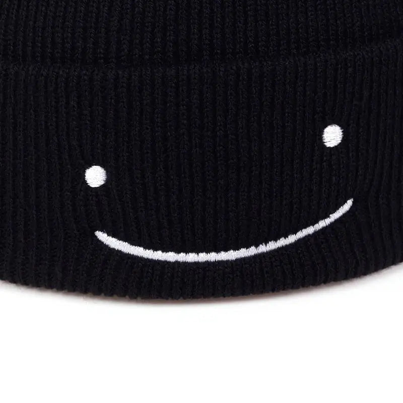 Embroidered Smiley Knitted Beanie