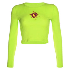 Embroidered Yin Yang Sun Blouse Green / S