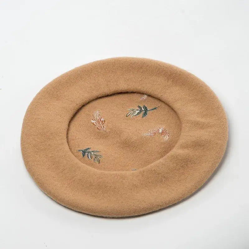 Embroidery Animals Wool Beret Painter Hat