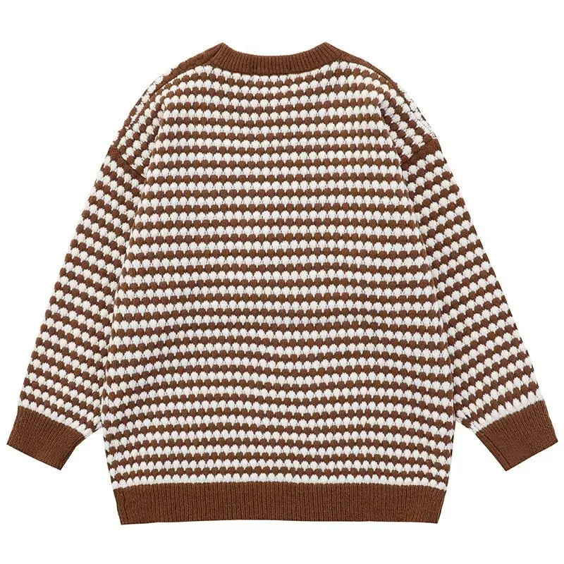 Embroidery Bang Out Lus Striped Knitted Sweater