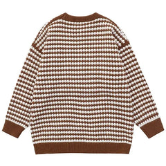 Embroidery Bang Out Lus Striped Knitted Sweater