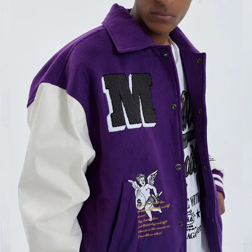 Embroidery Baseball Jacket Color Block