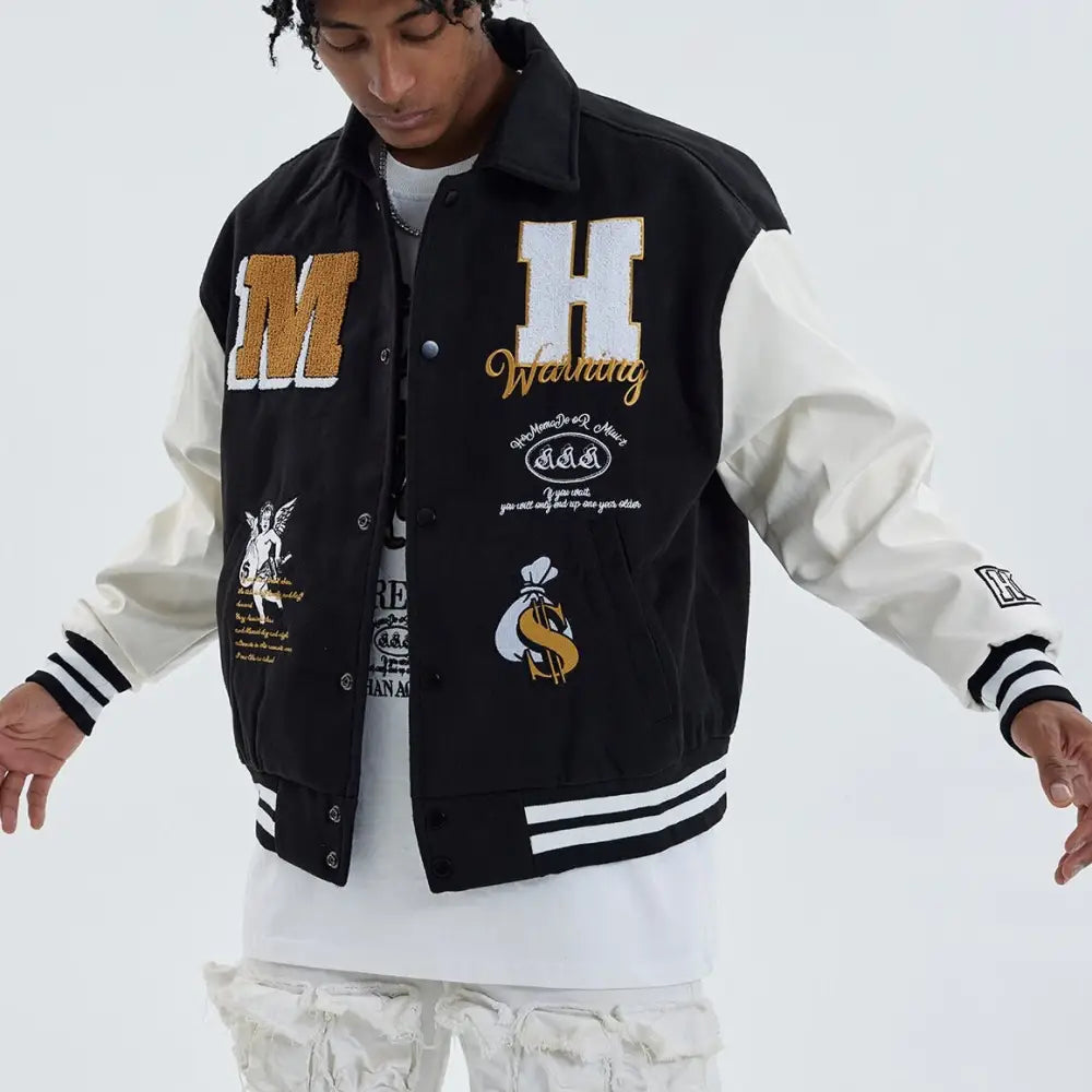 Embroidery Baseball Jacket Color Block