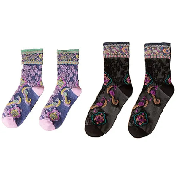 Embroidery Ethnic Flowers Socks