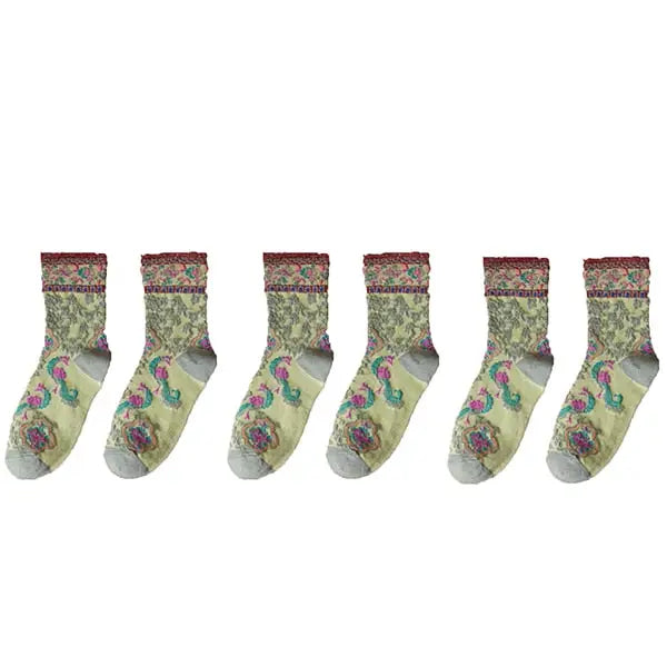 Embroidery Ethnic Flowers Socks